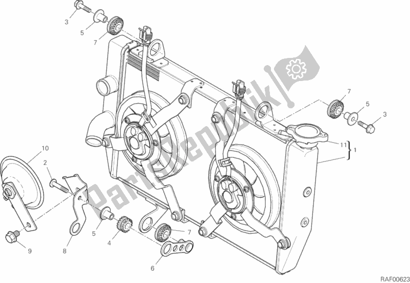 All parts for the Water Cooler of the Ducati Multistrada 1260 S D-air 2018